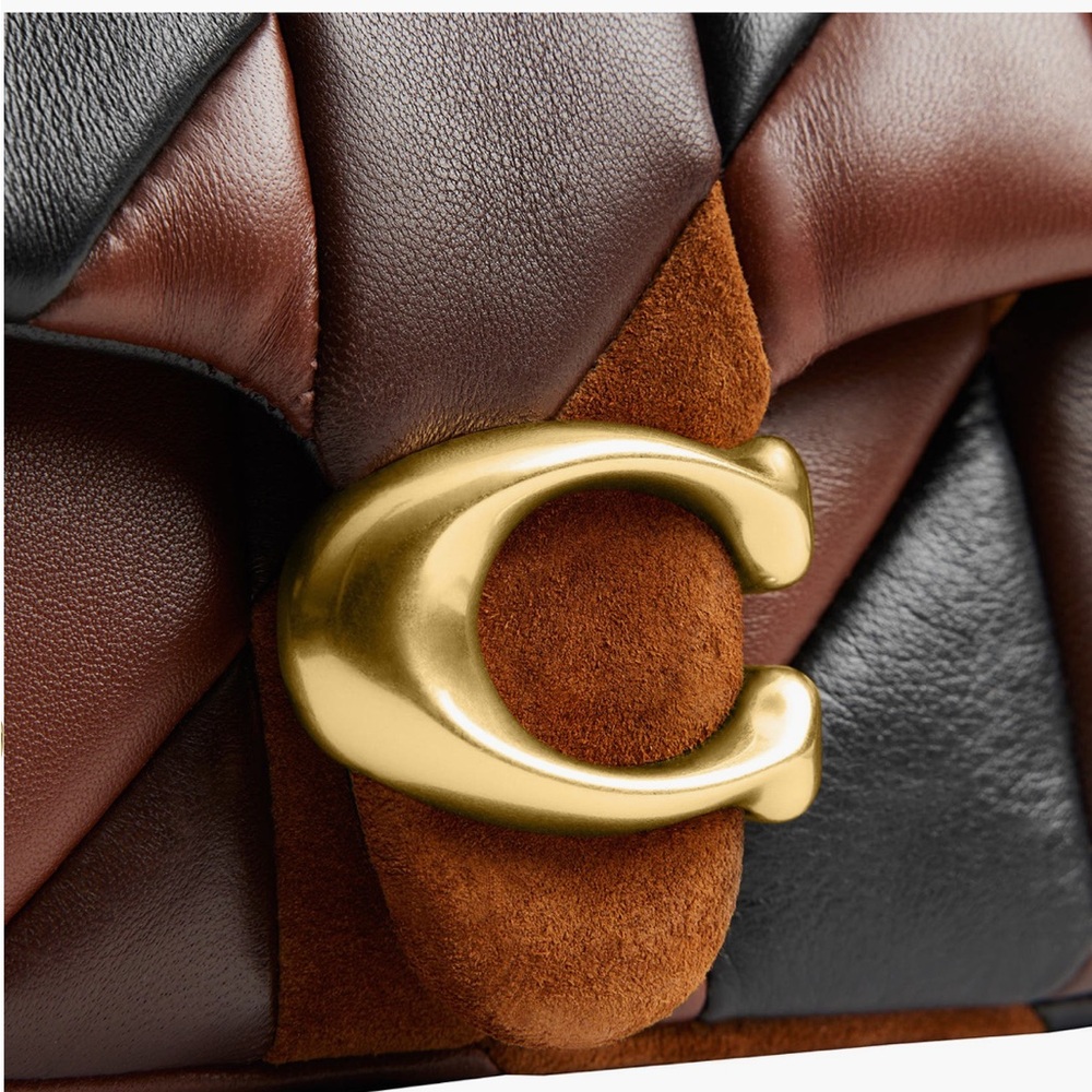 Coach Tabby 20 Patchwork Leather & Suede Shoulder Bag in Brown and Black - Picture 4 of 8